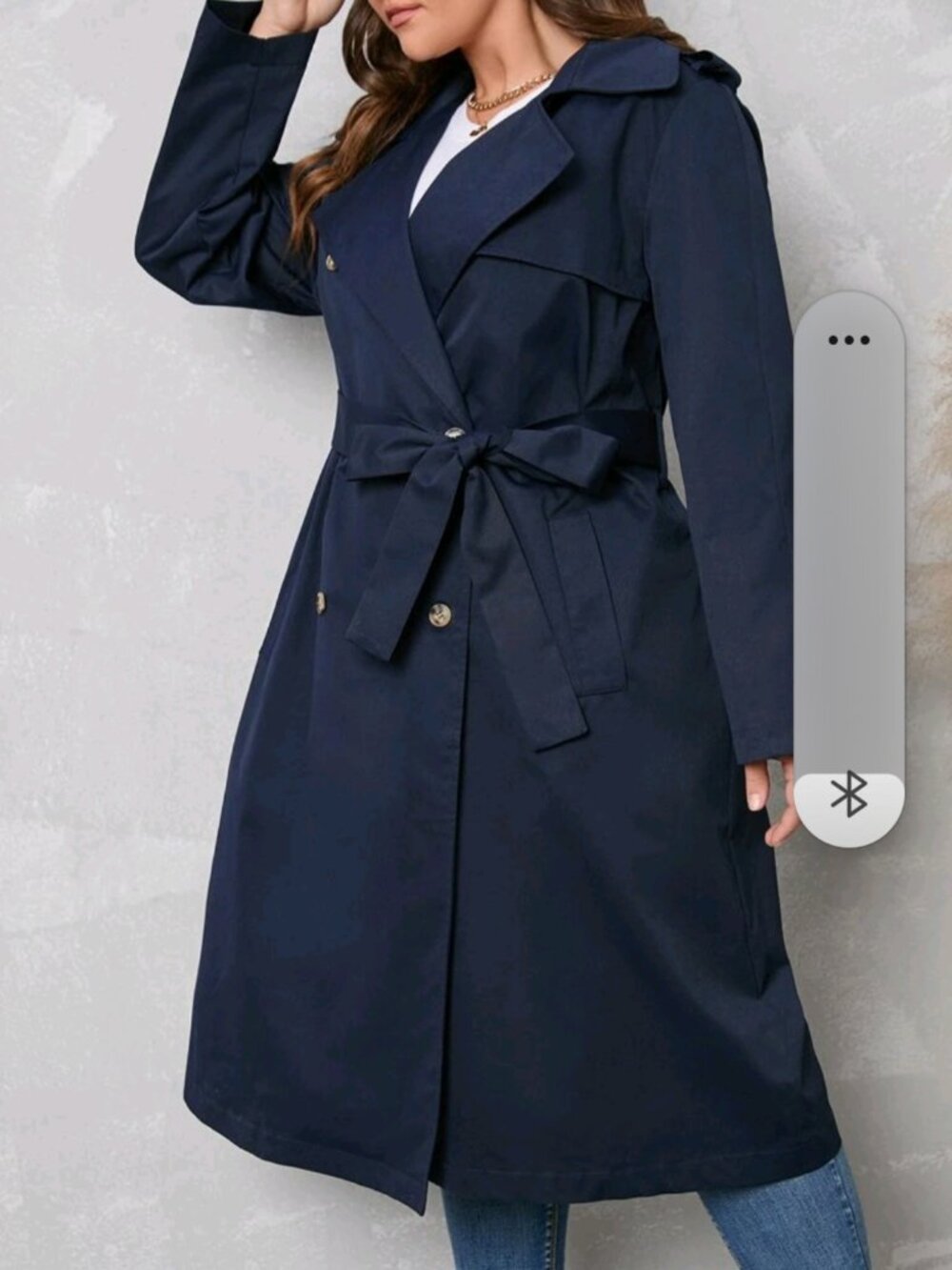 Shein Navy Blue Trench Coat SZ 3XL